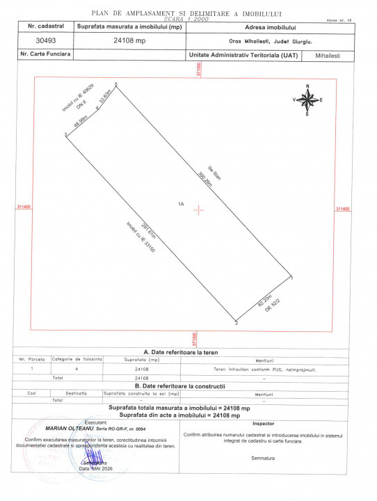 VANZARE TEREN 24.108 MP DN6/ E70 STRADAL, MIHAILESTI